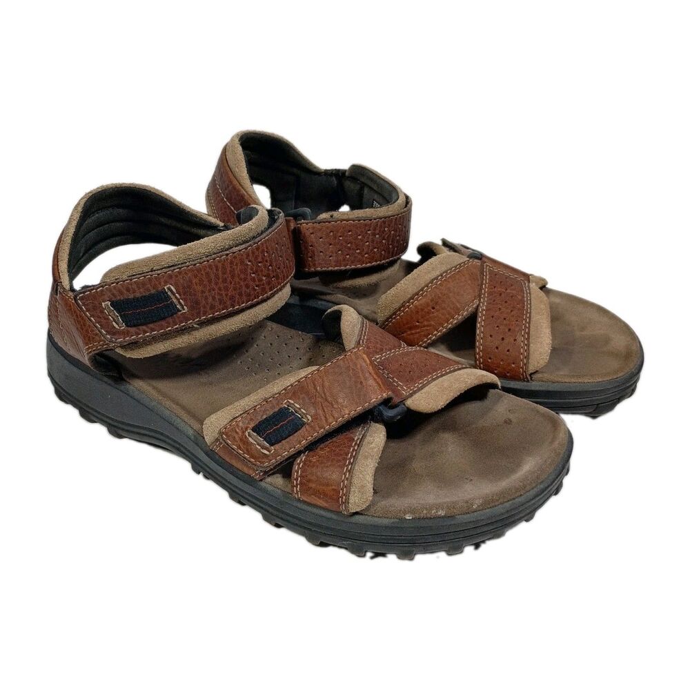 Clarks Keating Mens Brown Leather Sandals Lug Sole 8 Hiking Camping Gorpcore